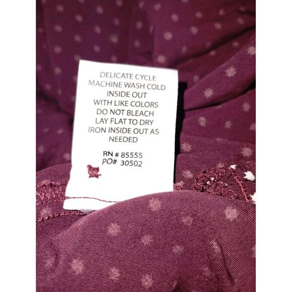 Cosmic Blue Love Womens Popover Top Size M Maroon White Polka Dot Tunic - Picture 6 of 8